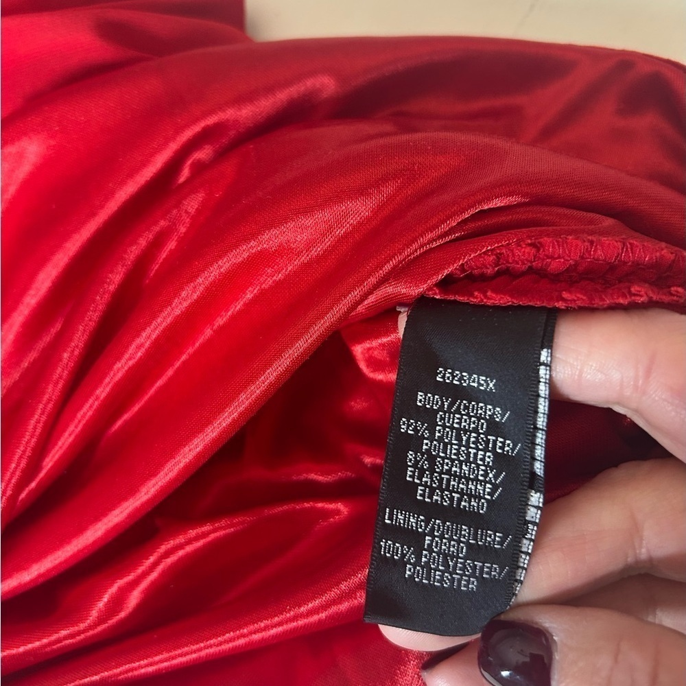 JS Boutique Red Rhinestone Embellished Ruched Cocktail Holiday Dress Size 12 - Picture 15 of 15